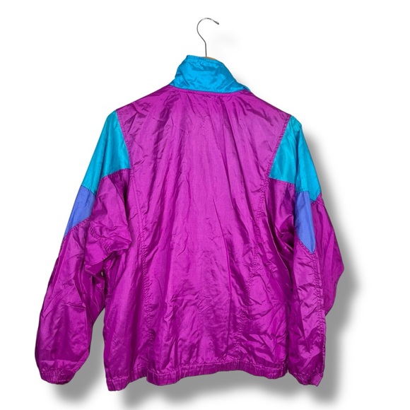 Columbia VTG 90s Columbia Windbreaker Nylon Radial Medium Purple Blue Colorblock - Picture 7 of 8